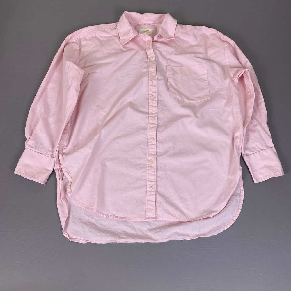 Maeve Anthropologie Button Up Shirt Womens' Size Medium Pink Cotton Oversized